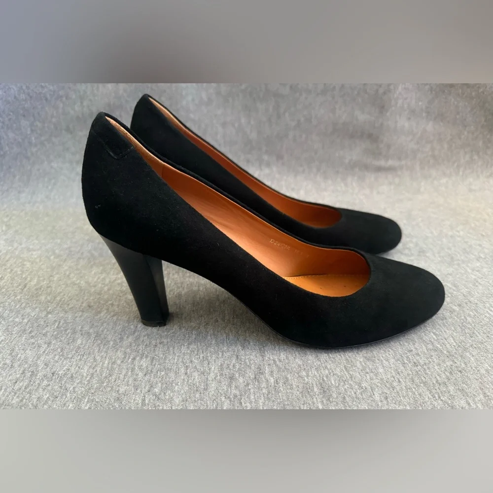 GEOX Respira Marian classic black suede‎ leather round toe pump heels women’s 8